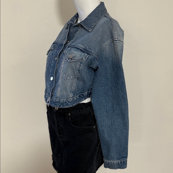 RtA Denim Lani Blue Cropped Asymmetrical Jean Jacket Coastal Cowgirl Festival - Picture 5 of 8